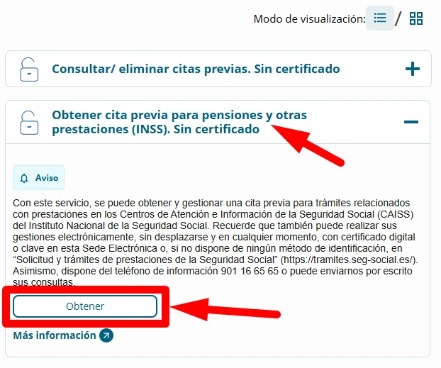 Obtener Cita en la Seguridad Social sin Certificado